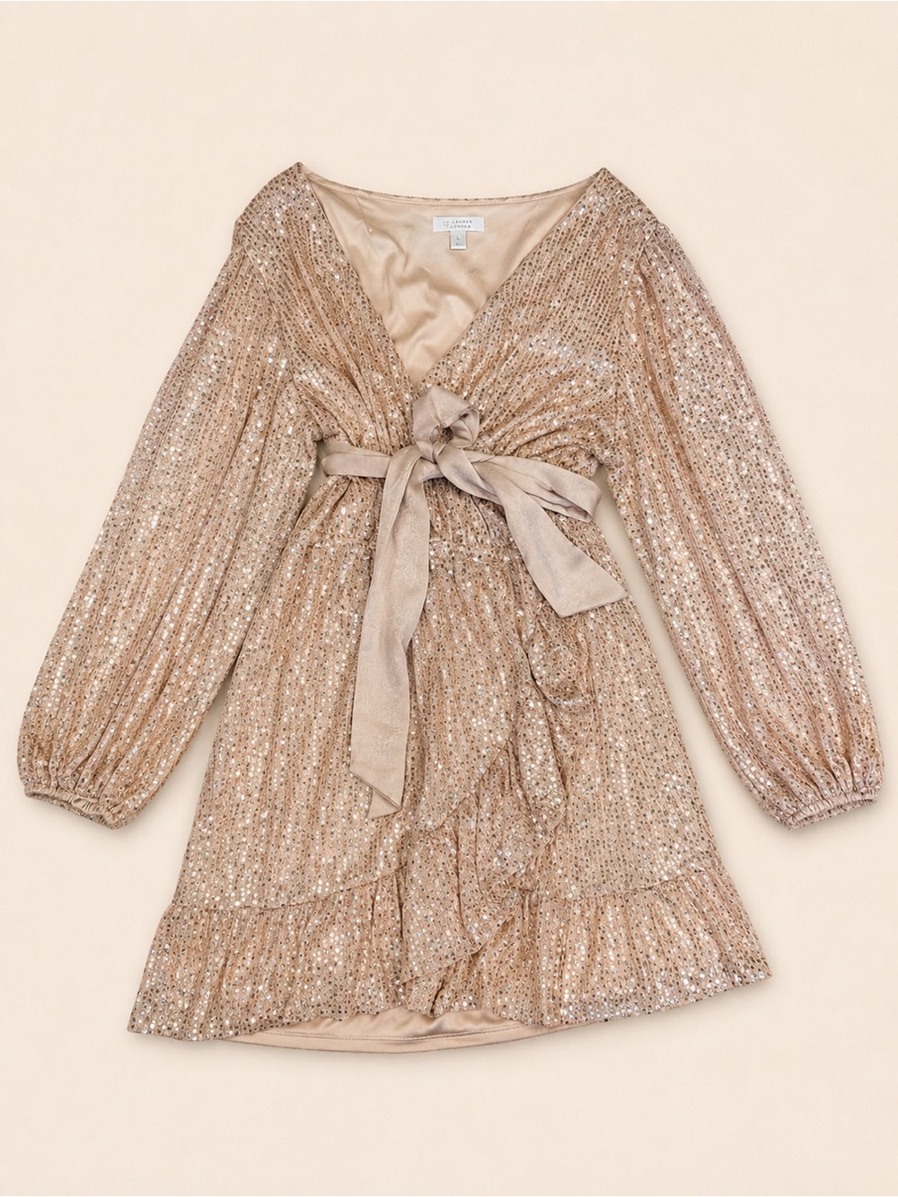 LC Lauren Conrad Gold Sequin Wrap Dress
